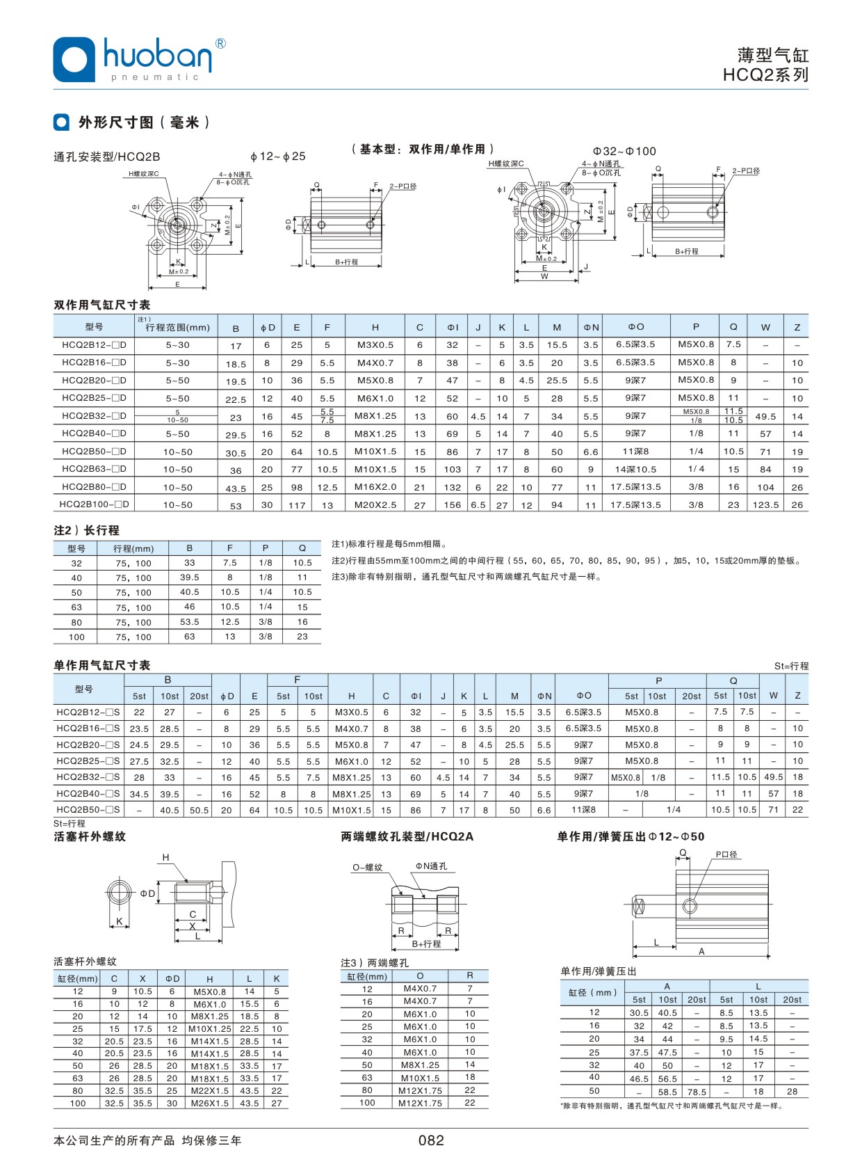 HCQ2薄型气缸，标准型